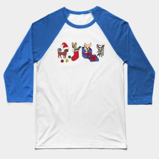 Blue Christmas Chihuahuas - smooth coat chihuahuas - Chihuahua Christmas Tee Baseball T-Shirt